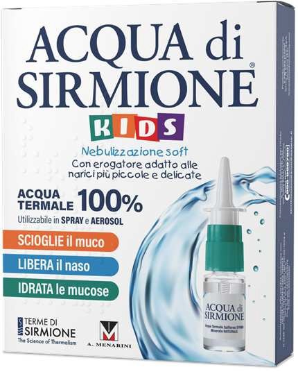 ACQUA DI SIRMIONE KIDS NEBULIZZAZIONE SOFT ACQUA TERMALE 100% 6 FLACONCINI PLURIDOSE DA 15 ML - farmanauta.it